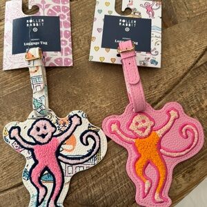 Roller Rabbit x Target Pink Monkey Luggage Tags - Set of 2 NWT
